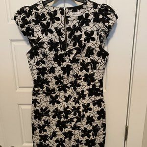 Calvin Klein BLACK/WHITE Puff Sleeve Dress